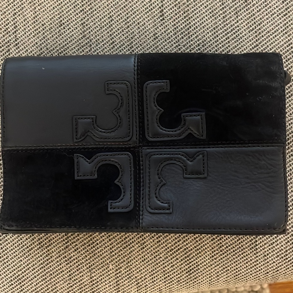 Navy Leather & Suede Tory Burch Purse